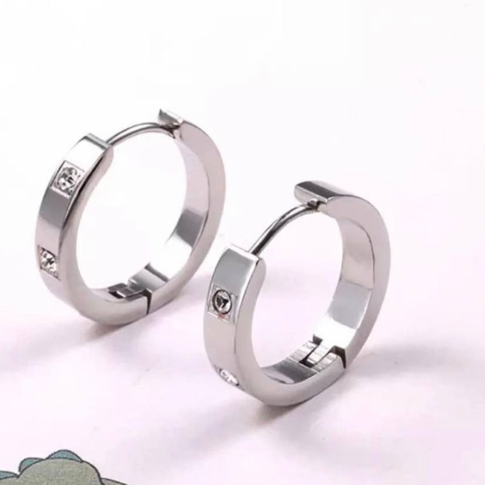 Stainless Steel Silver Crystal Stones Ring